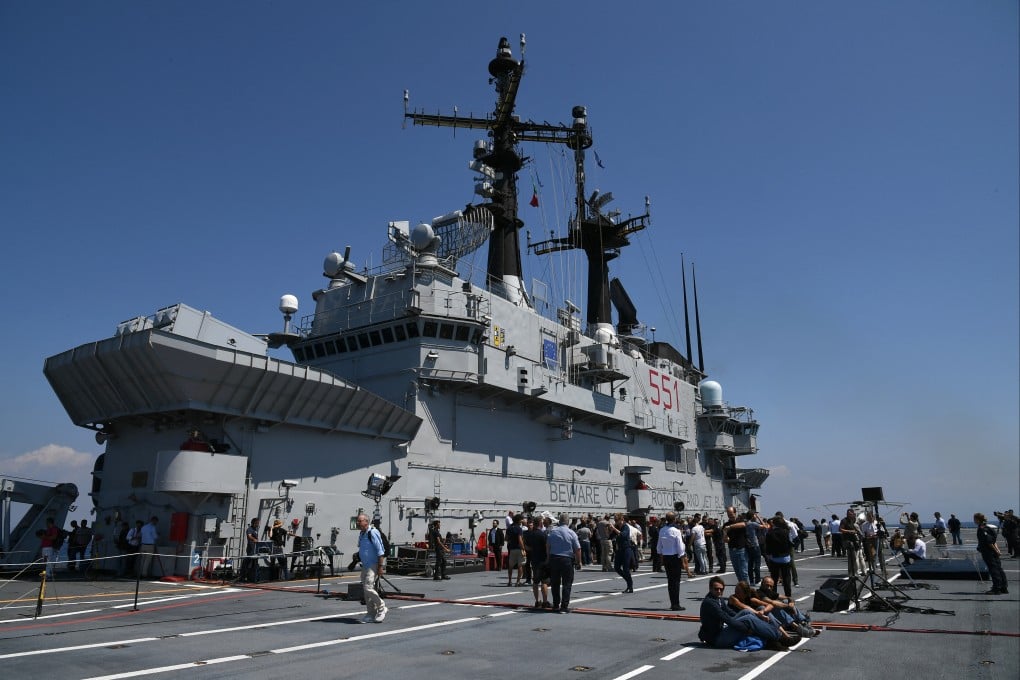 The Italian aircraft carrier Giuseppe Garibaldi pictured in 2016. Indonesia is reportedly considering buying the recently retired vessel. Photo: AFP
