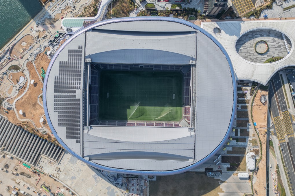 An aerial view of Kai Tak stadium on February 4, the day of its first open-roof-event drill involving a crowd of 50,000 people. Photo: Eugene Lee