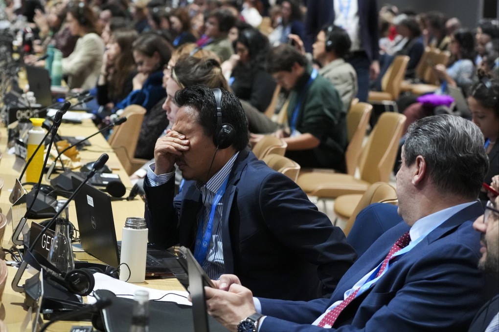An attendee reacts during a closing session of the UN climate summit in Baku, Azerbaijan, on November 24, 2024. Photo: AP