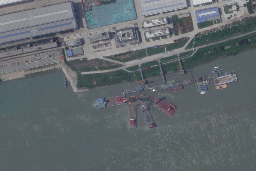The submarine was first seen in satellite images from Planet Labs at a shipyard in Wuhan last year. The PLA has yet to confirm that it is under development. Photo: Handout via Reuters