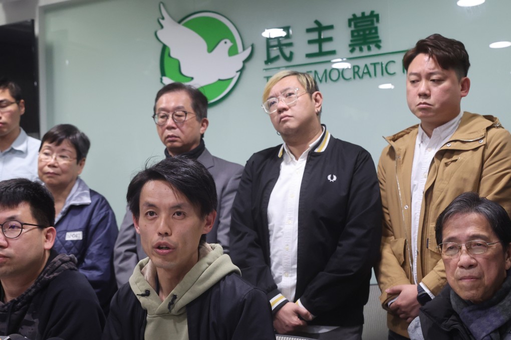 Members of the Democratic Party hold a meeting on Thursday to discuss the group’s possible disbandment. Photo: Edmond So