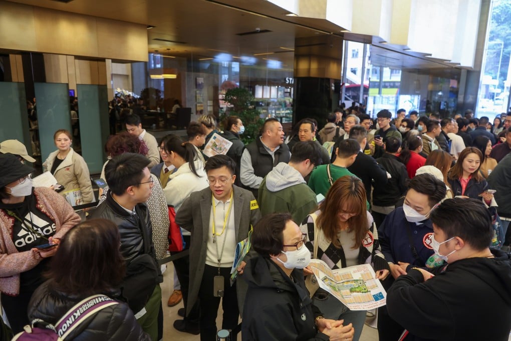 Potential buyers at the sales office of Kerry Properties Hava project at Kerry Centre on February 22, 2025. Photo: Edmond So