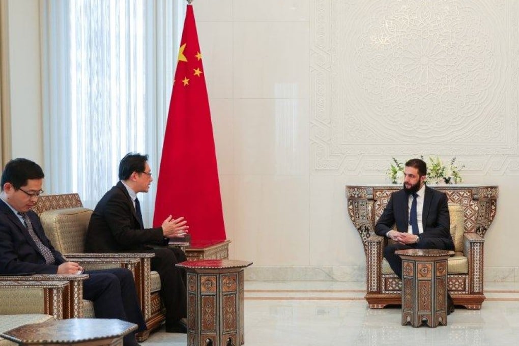 Syrian interim President Ahmed al-Sharaa meets Chinese ambassador Shi Hongwei at the official presidential residence in Damascus. Photo: SANA