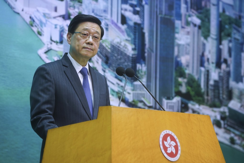 Chief Executive John Lee Ka-chiu speaks to the media at the Central Government Offices Tamar, on Tuesday. Photo: Elson Li