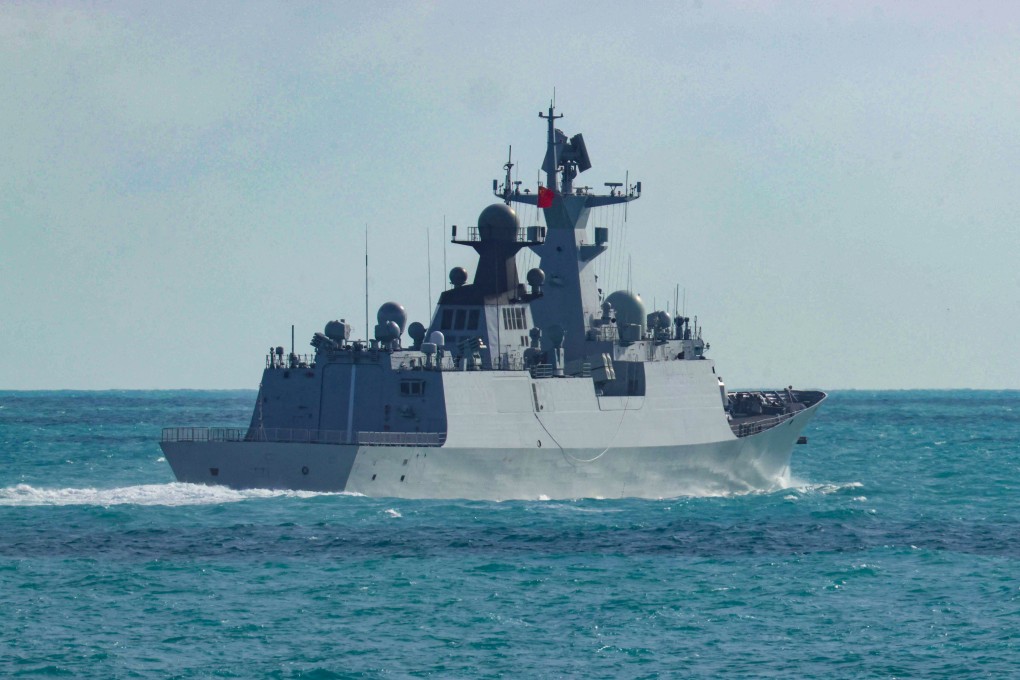 PLA Navy frigate the Hengyang, part of a task group operating to the north east of Australia, as pictured on February 11. Photo: Handout via AFP