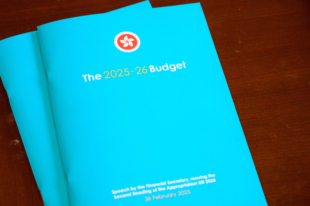 The cover of this year’s budget is turquoise blue, symbolizing the “blue ocean” of opportunities for Hong Kong, according to finance chief Paul Chan. Photo: Handout