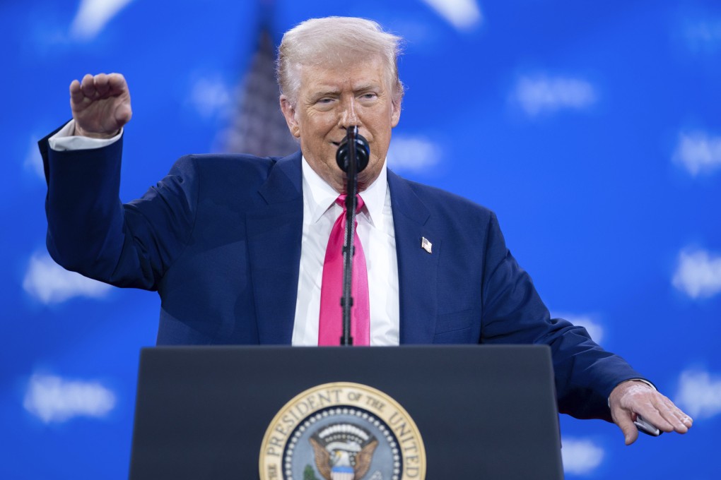 US President Donald Trump speaks at the Conservative Political Action Conference in Oxon Hill, Maryland, on Saturday. Photo: AP