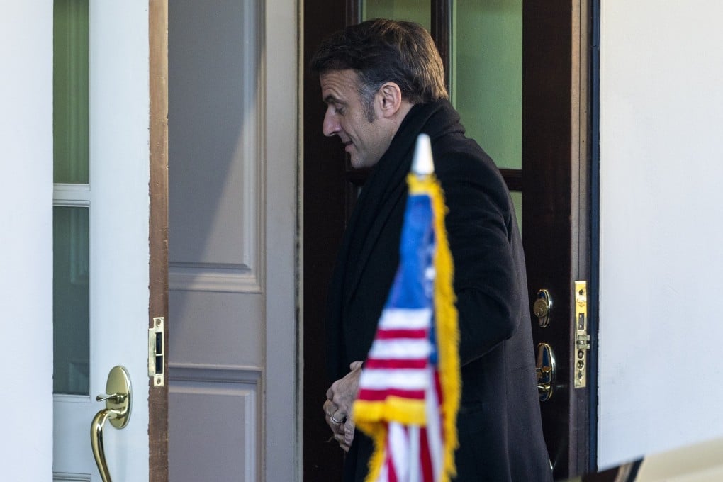 French President Emmanuel Macron arrives at the White House on Monday. Photo: EPA-EFE