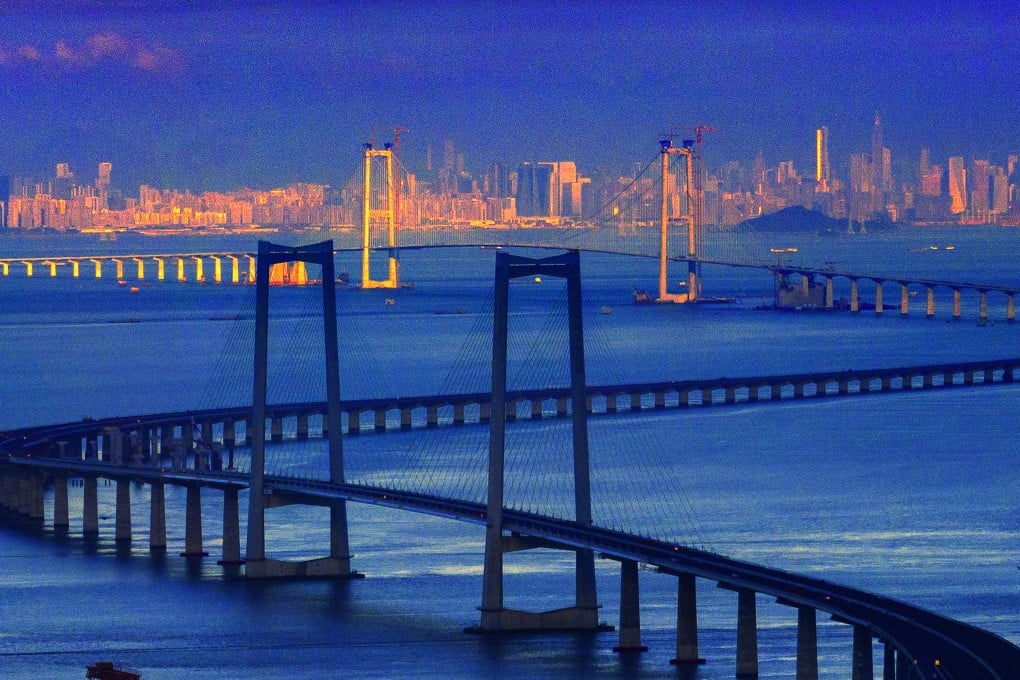 An aerial panoramic drone shot shows the Shenzhen-Zhongshan link in Guangdong province. American firms in southern China are hoping bilateral ties with the US improve. Photo: Xinhua