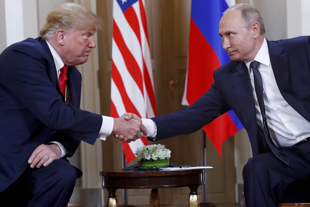 US President Donald Trump (left) meets Russian President Vladimir Putin in Helsinki, Finland, in 2018. Photo: AP