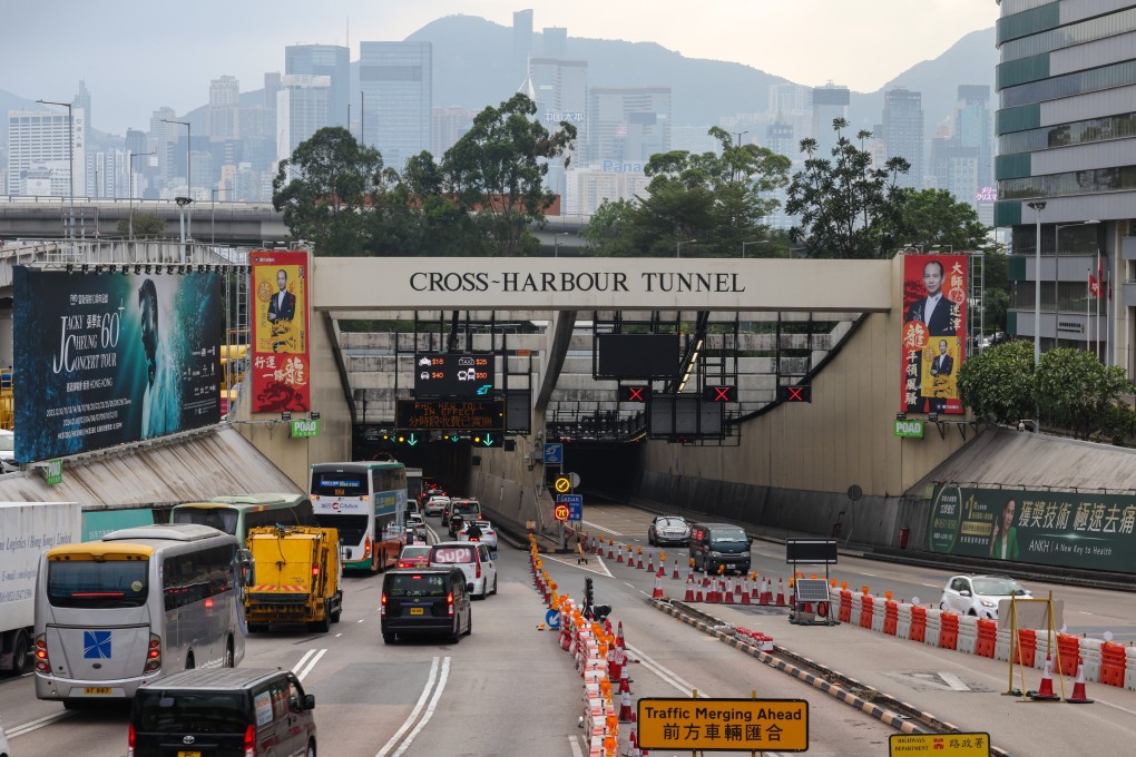Hong Kong’s Cross-Harbour Tunnel was partially closed for over an hour after a piece of concrete fell from the ceiling and hit a car. Photo: Jelly Tse