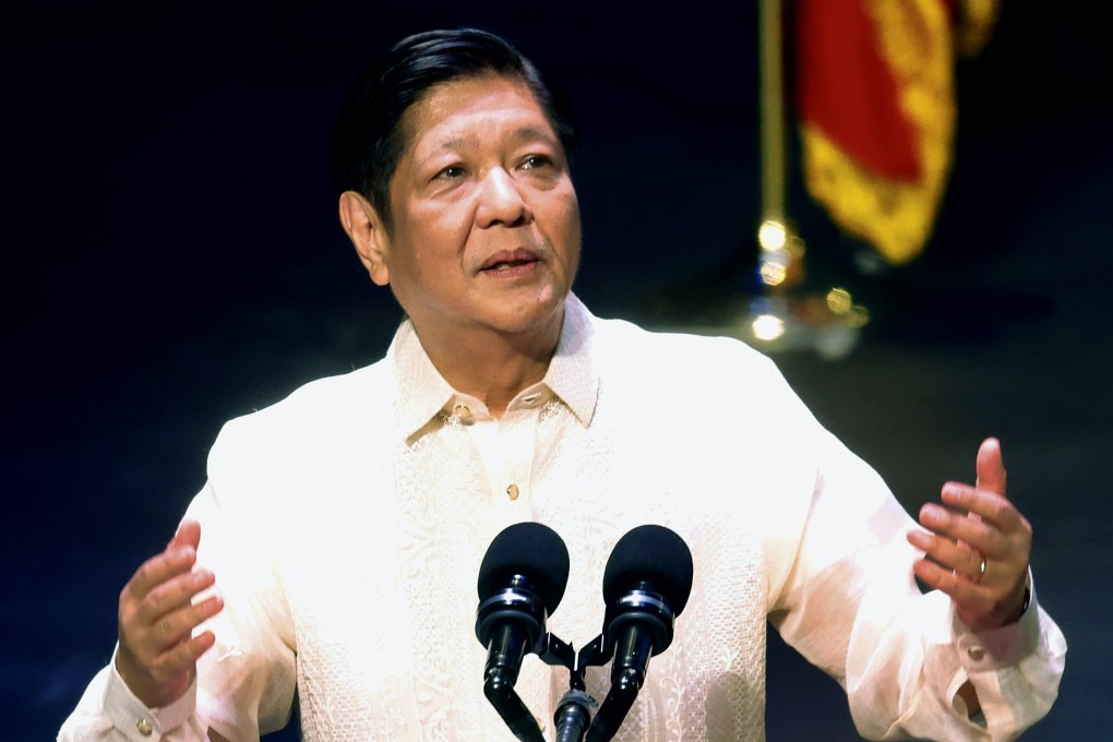 Philippine president Ferdinand Marcos Jnr speaks during an event honoring Filipino artists inside a theatre in Manila, Philippines on February 20, 2024. Photo:  EPA-EFE
