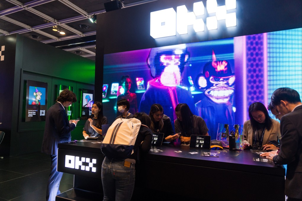 The booth for OKX seen at Hong Kong FinTech Week on November 3, 2023. Photo: NurPhoto via Getty Images