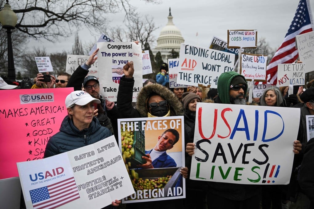 Protesters against US President Donald Trump’s decision to virtually shut down the United States Agency for International Development (USAID) at the Capitol in Washington on February 5. Photo: AFP