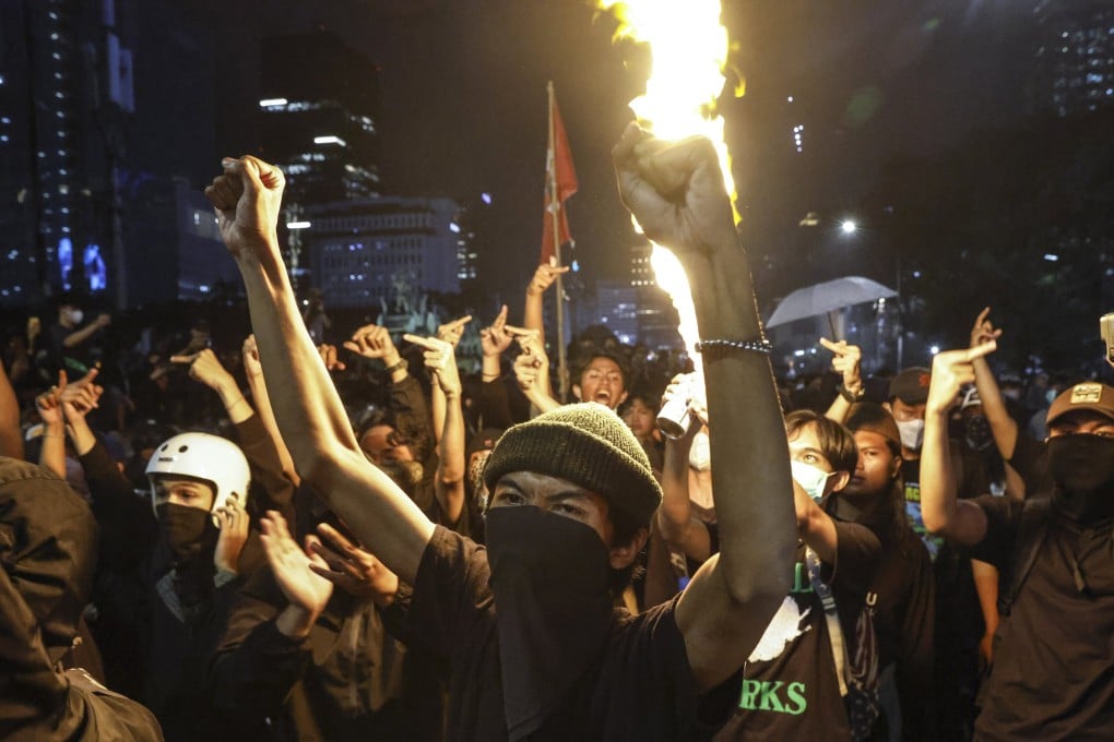 An anti-government ‘Dark Indonesia’ protest near the presidential palace in Jakarta on February 21. Photo: EPA-EFE