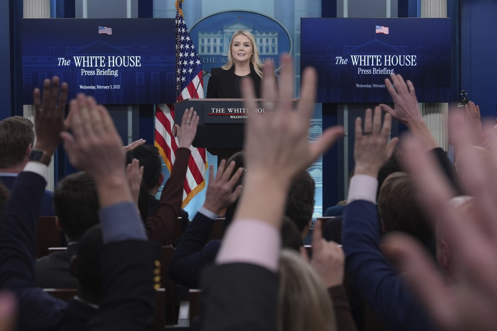 White House press secretary Karoline Leavitt during a briefing. Photo: AP