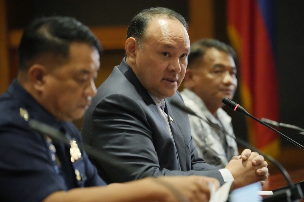 Philippines Defence Secretary Gilbert Teodoro attends a media conference in Manila over an incident in the South China Sea involving Chinese and Philippine vessels in 2023. Photo: AP