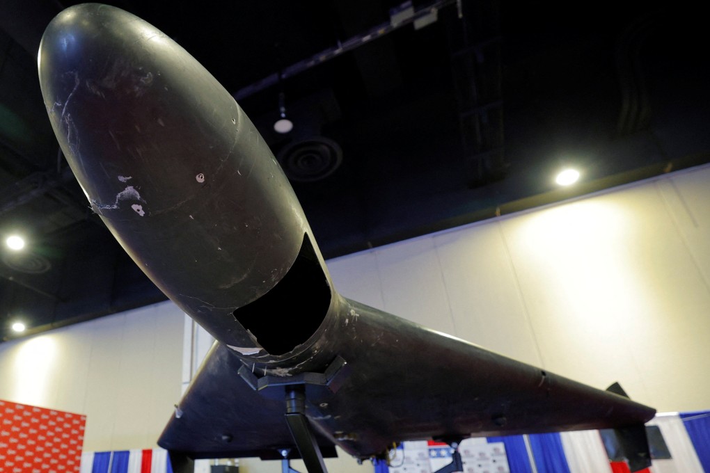An Iranian Shahed drone displayed at the Conservative Political Action Conference  annual meeting in National Harbor, Maryland, on Saturday. Photo: Reuters