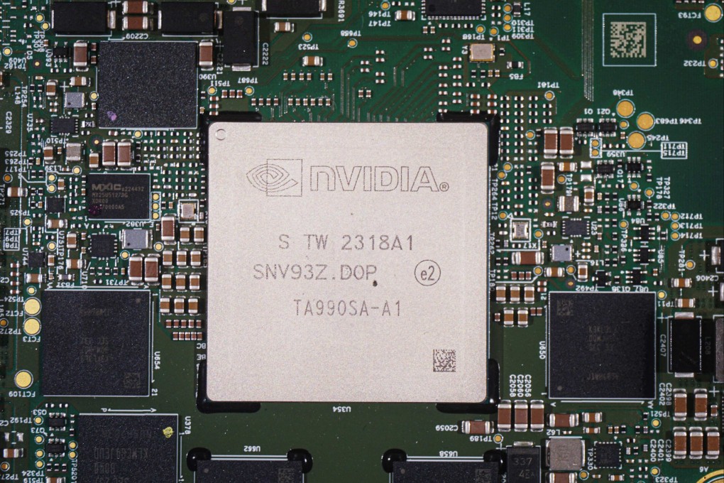 A Nvidia chip is displayed at the 2024 Mobile World Congress in Shanghai. Photo: AFP