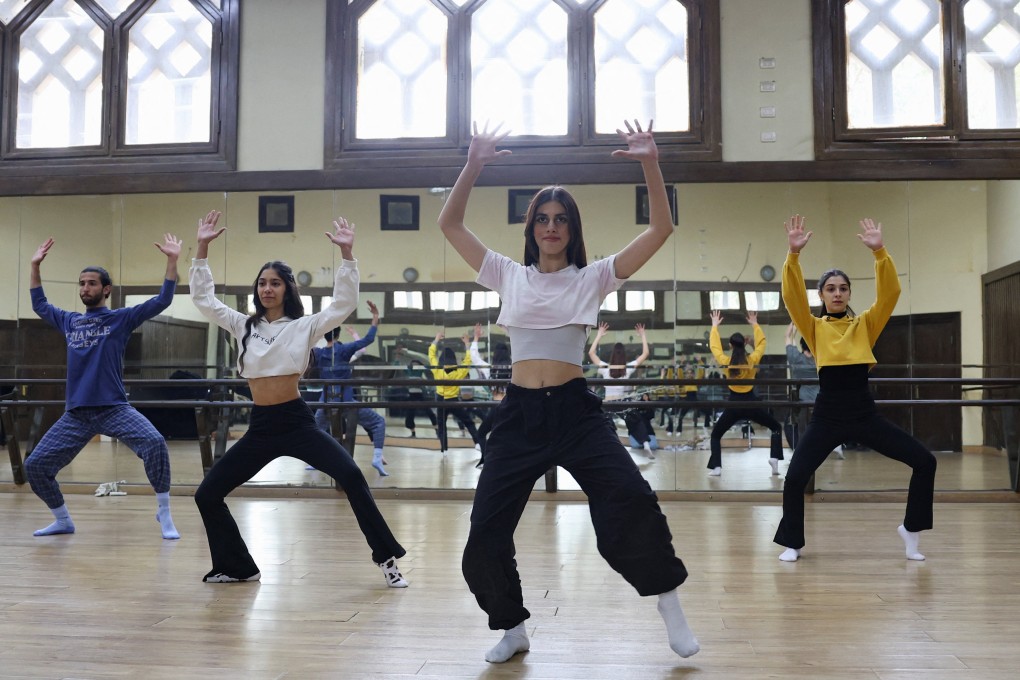 Dance students perform during rehearsals at the Higher Institute of Dramatic Arts in Damascus, Syria, which closed for a while after ex-jihadists seized power but has since reopened. Photo: Reuters