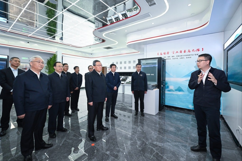 Premier Li Qiang visits a company owned by China Telecom in February. China has decided to allow 13 foreign companies to enter its vast telecommunications sector and compete with domestic giants including China Telecom. Photo: Xinhua