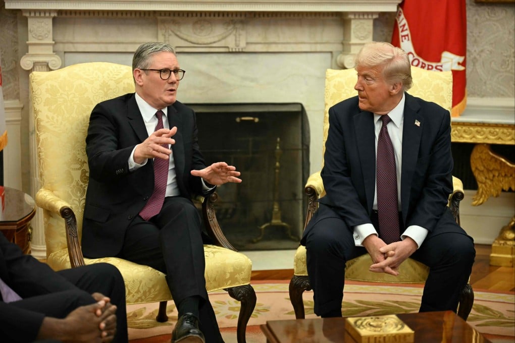 British Prime Minister Keir Starmer (left) meets with US President Donald Trump in the Oval Office of the White House in Washington on Thursday. Photo: AFP