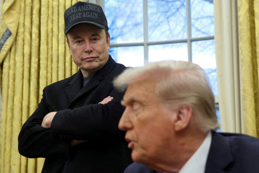 Elon Musk listens to US President Donald Trump speak in the Oval Office of the White House in Washington. Photo: Reuters