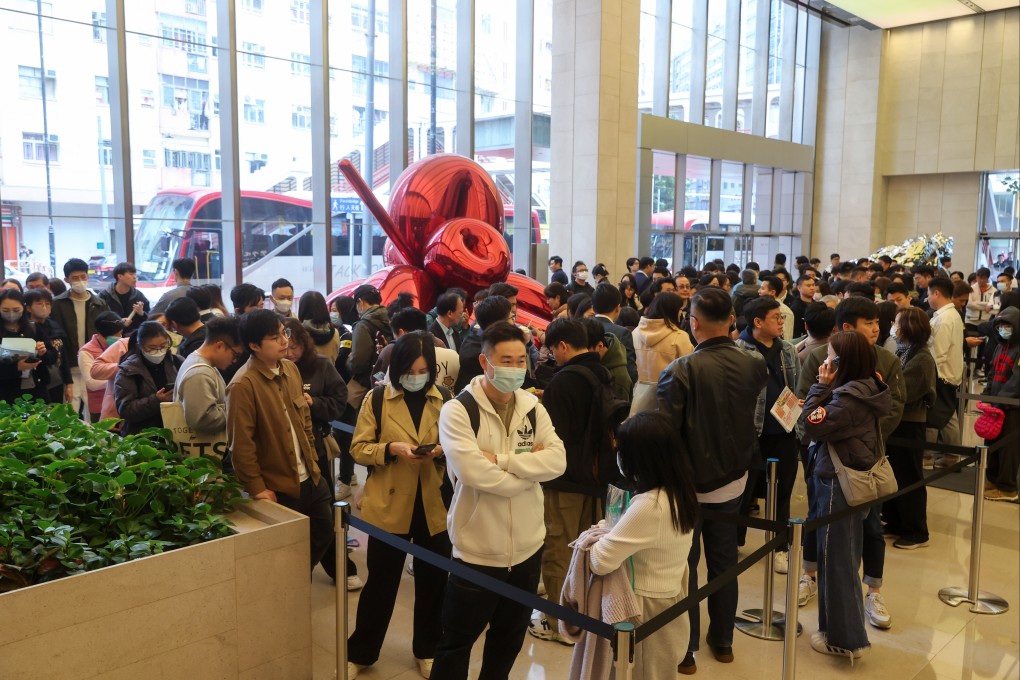 Potential buyers at the sales office of the Hava residential project by Kerry Properties. Photo: Edmond So