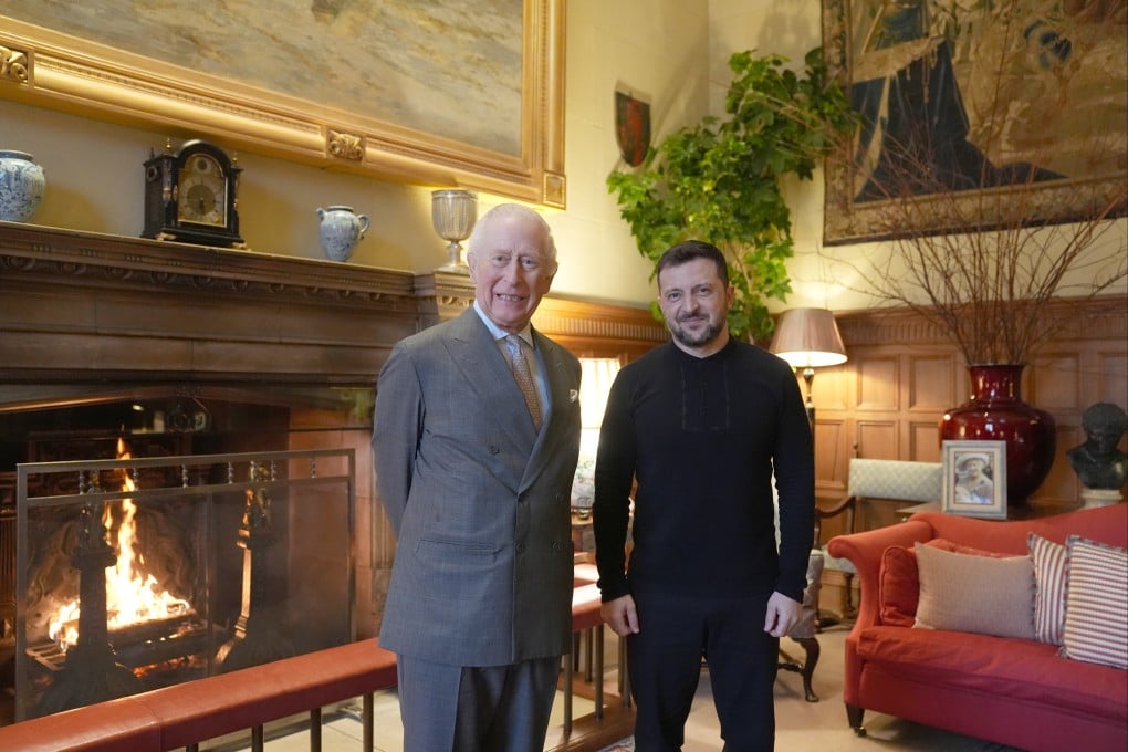 Britain’s King Charles, left, and Ukrainian President Volodymyr Zelensky at the Sandringham Estate in Norfolk, England, UK on Sunday. Photo: PA Wire / dpa