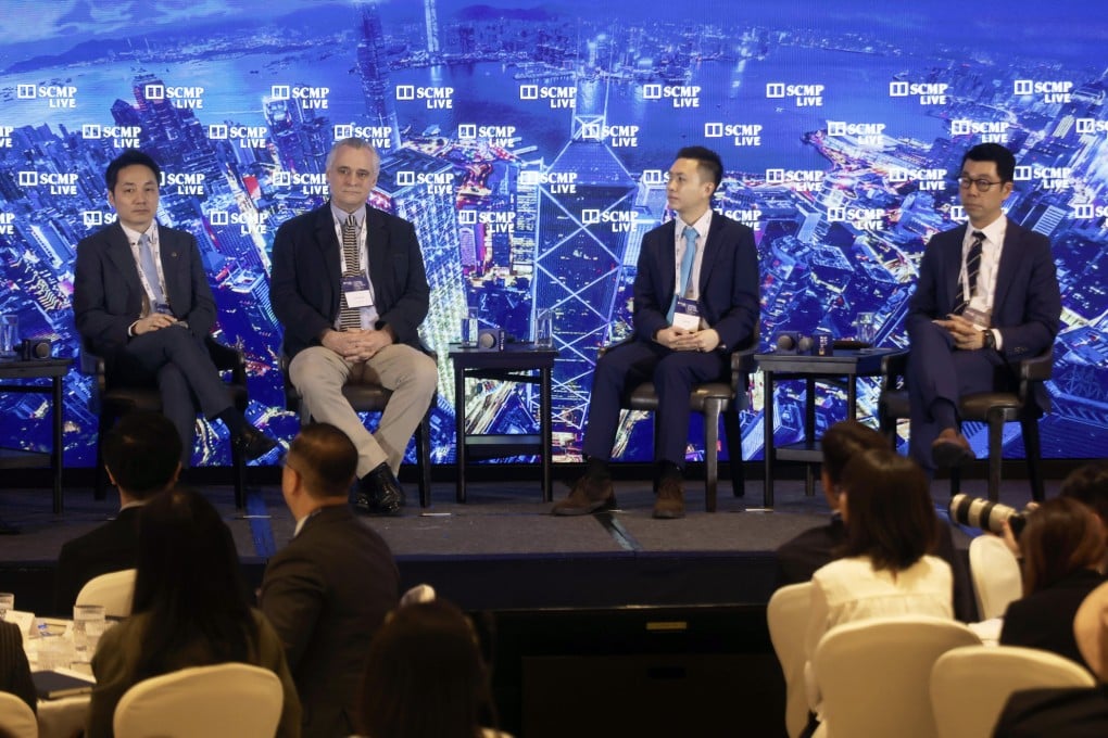 (From left) Edward Au, Tom Holland, Gary Ng and Heiwai Tang take part in the panel discussion. Photo: Jonathan Wong