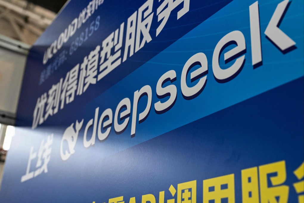 The logo of DeepSeek is seen during the Global Developer Conference in Shanghai in February. Photo: AFP