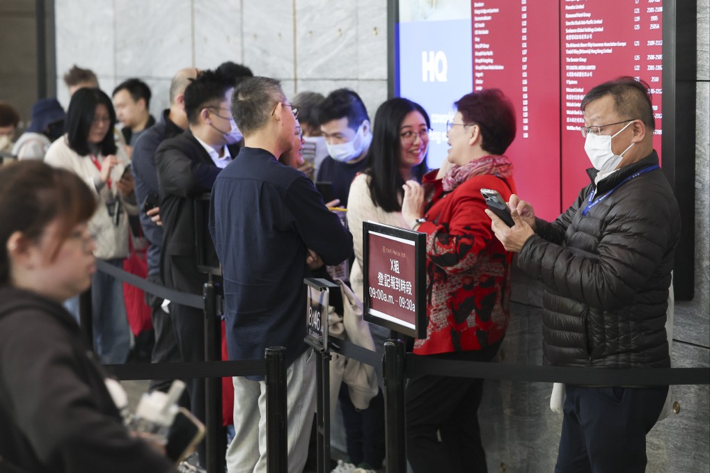Potential buyers at a State Pavilia sales office in North Point. Photo: Edmond So