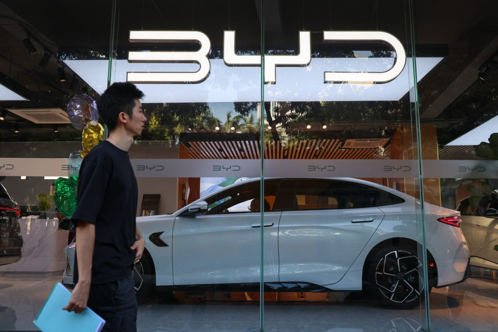 A BYD vehicle sits in a show room in Tsim Sha Tsui in Hong Kong on October 3, 2024. Photo: Jelly Tse