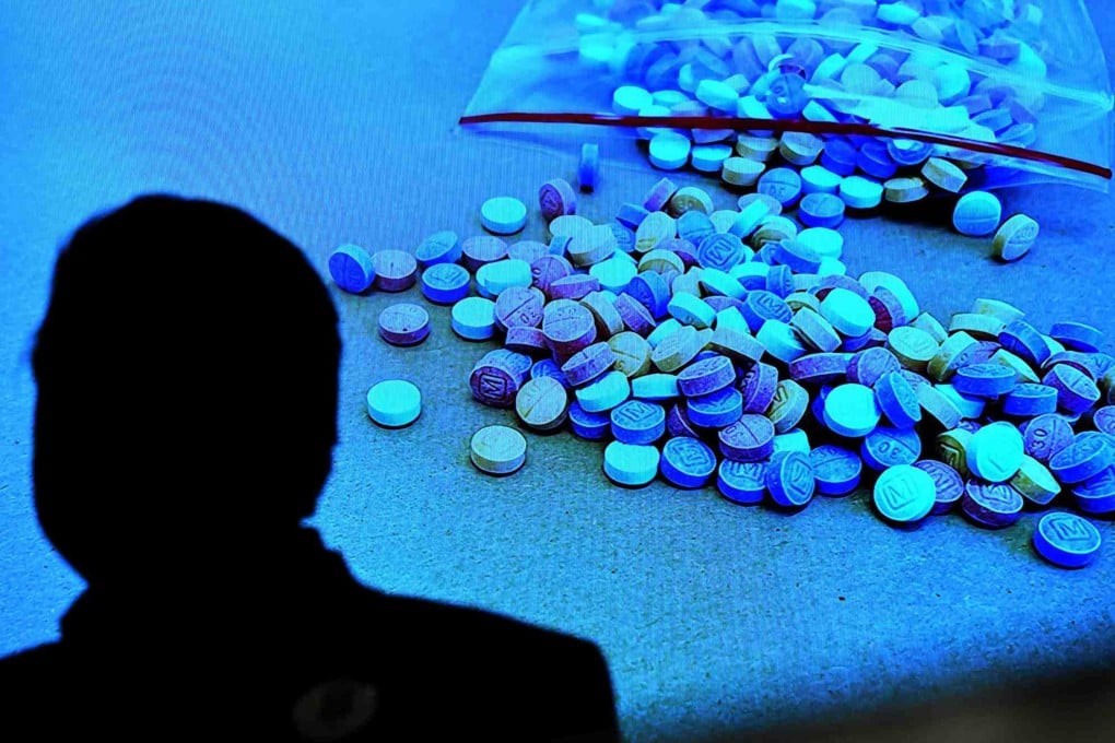 Steve Filson, whose daughter Jessica died from a fentanyl overdose, listens as Riverside District Attorney Mike Hestrin speaks about the fentanyl crisis in Riverside, California, in 2023. Fentanyl, an opioid painkiller, has become the largest cause of drug overdose in the US. Photo: TNS