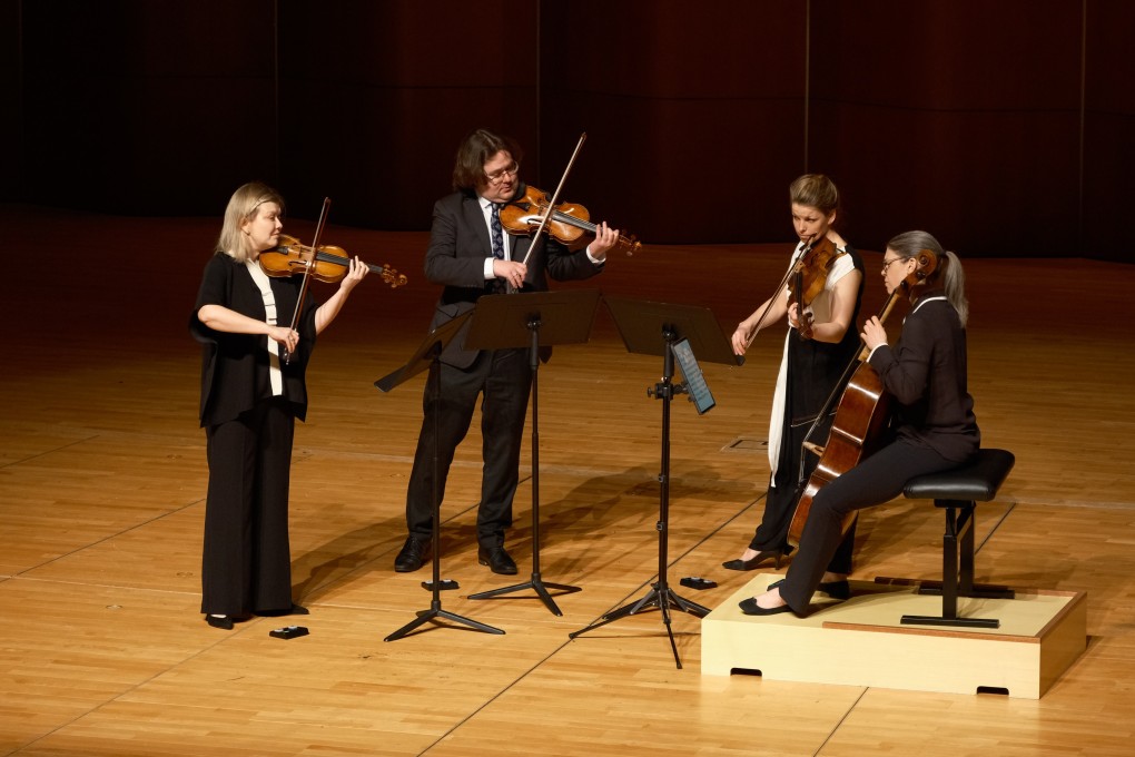 The Chiaroscuro Quartet perform in  their debut concert in Hong Kong. Their use of gut strings brought a fresh sound, and brought out some intriguing details, in their playing of quartets by Beethoven and Schubert at the University of Hong Kong on March 1, 2025. Photo: cemwi@hkumuse