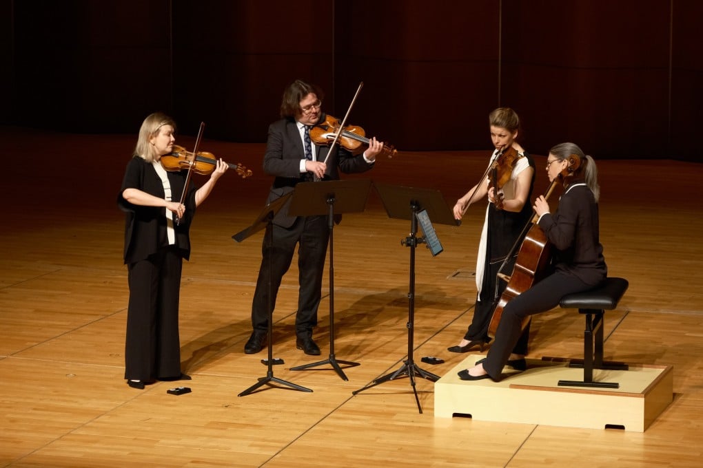 The Chiaroscuro Quartet perform in their debut concert in Hong Kong. Their use of gut strings brought a fresh sound, and brought out some intriguing details, in their playing of quartets by Beethoven and Schubert at the University of Hong Kong on March 1, 2025. Photo: cemwi@hkumuse