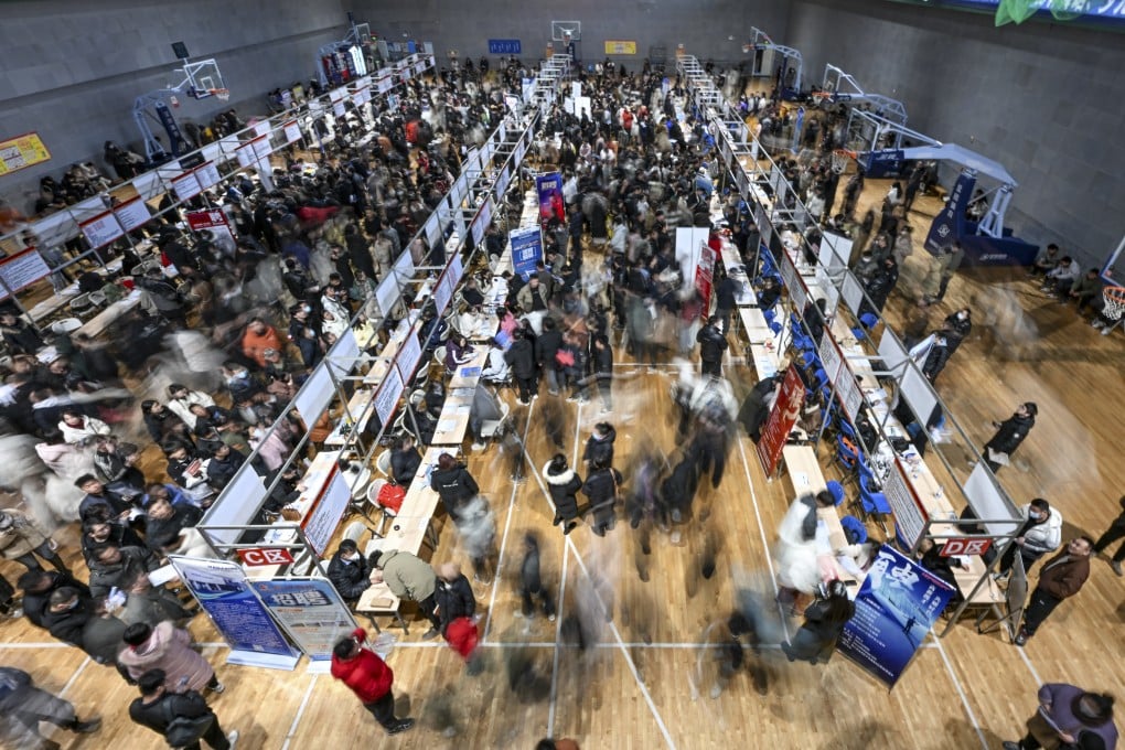 Jobseekers attend a job fair held in China’s Ningxia Hui autonomous region on February 15. More than 200 enterprises from a variety of industries, including new energy, biotechnology and e-commerce, were offering more than 4,000 positions. Photo: Xinhua