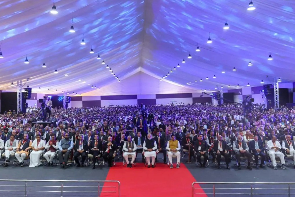 Attendees, including Indian Prime Minister Narendra Modi (centre), pictured at the Global Investors’ Summit 2025 in Madhya Pradesh. Photo: Invest Madhya Pradesh