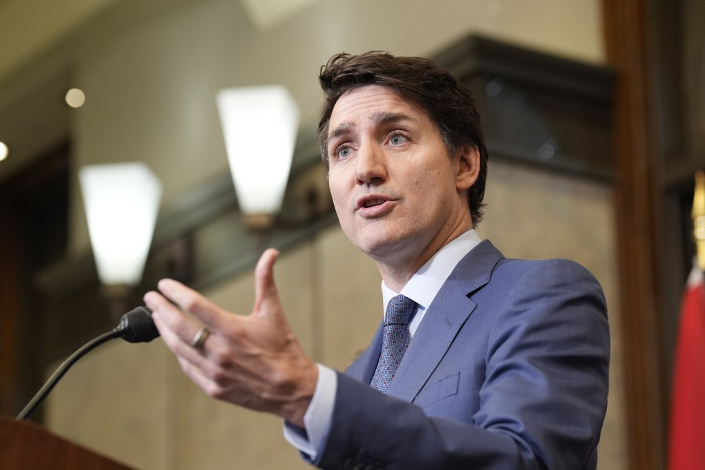 Canadian Prime Minister Justin Trudeau holds a news conference in Ottawa on Tuesday. Photo: Canadian Press via AP