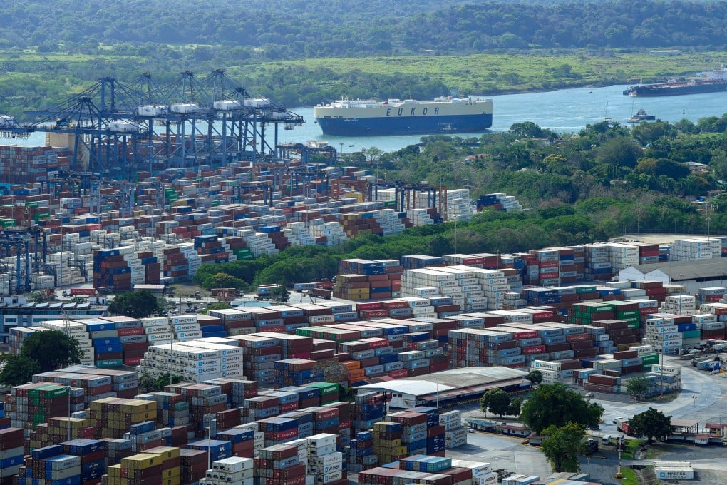 A ship sails through the Panama Canal near Balboa Port after Hong Kong’s CK Hutchison agreed to sell its interests in a key dock operator to a BlackRock-backed consortium. Photo: Enea Lebrun