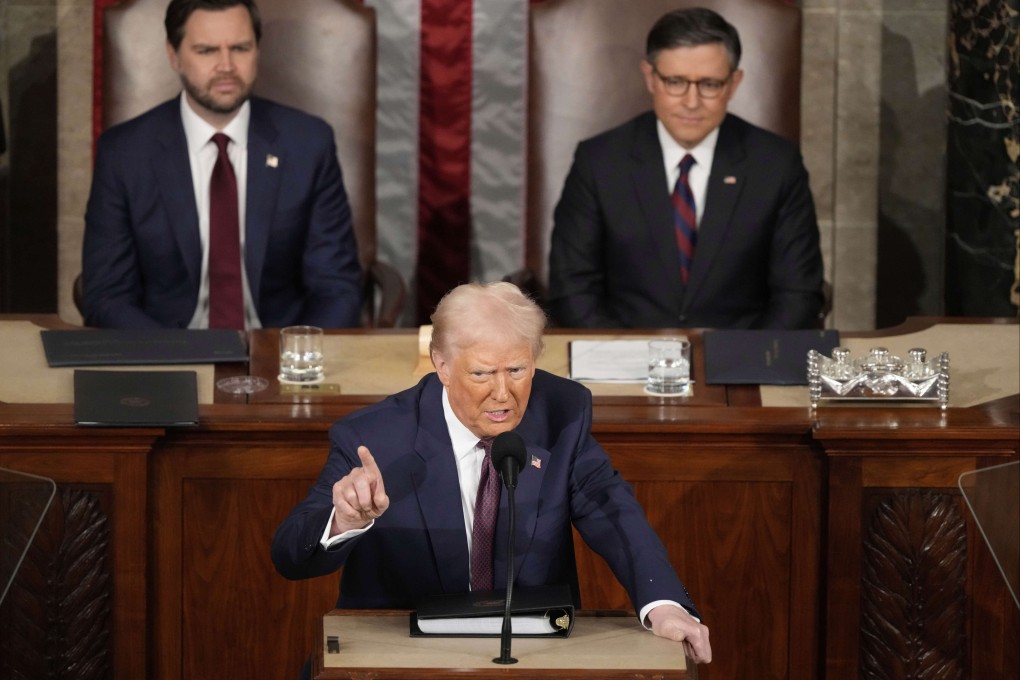US President Donald Trump delivering his speech. Photo: AP