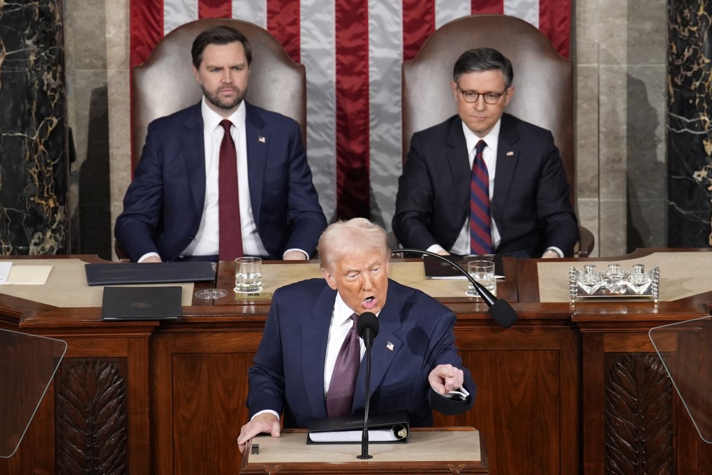 US President Donald Trump addresses a joint session of Congress on Capitol Hill in Washington on March 4. Photo: TNS