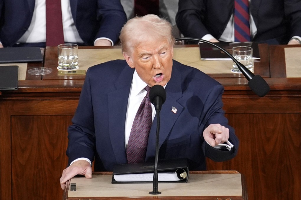 US President Donald Trump addresses a joint session of Congress on Washington on Tuesday. Photo: Abaca Press/TNS
