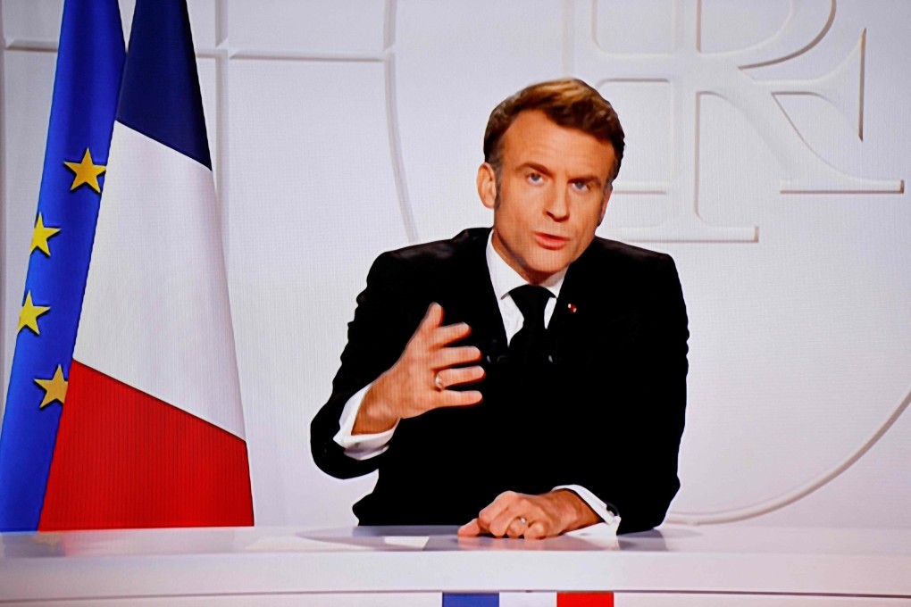 France’s President Emmanuel Macron addresses the French people in a televised speech about the war in Ukraine on Wednesday. Photo: AFP/dpa
