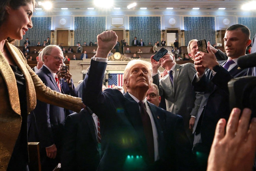 President Donald Trump after his address to a joint session of Congress in Washington on Tuesday. Photo: AFP