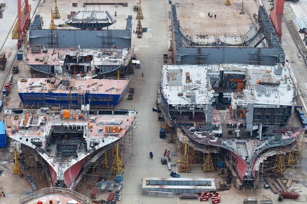 Ships under construction in Taicang, Jiangsu province, last month. Photo: AFP