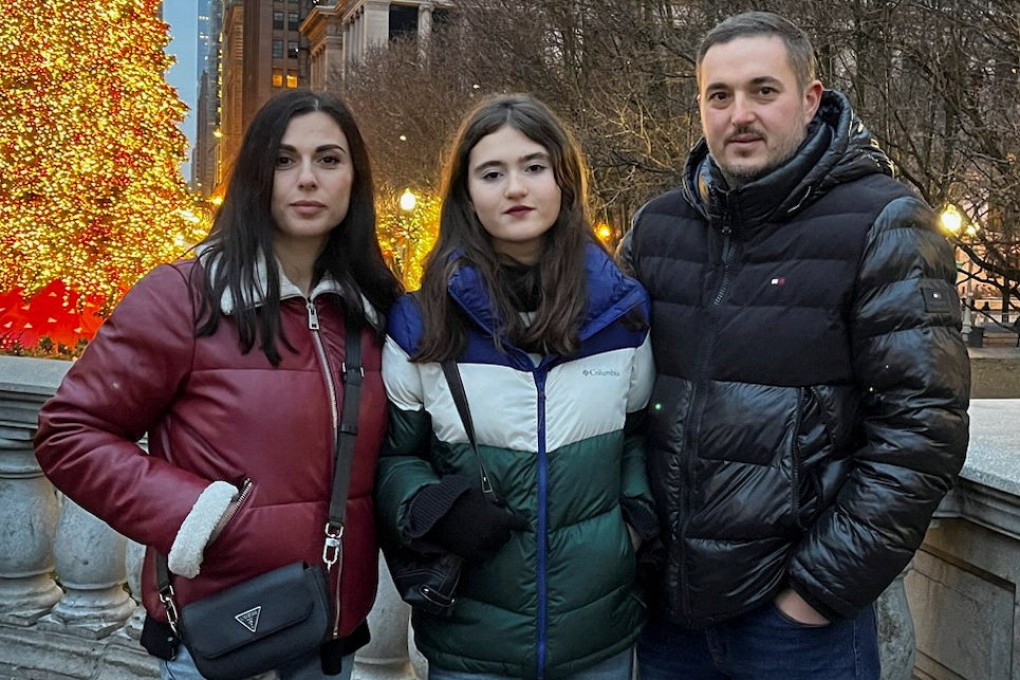 Liana Avetisian, her daughter Karine and her husband Serhii visit Chicago in December. The Trump administration has paused processing certain immigration-related applications, leaving their family in Limbo. Photo: Liana Avetisian via Reuters
