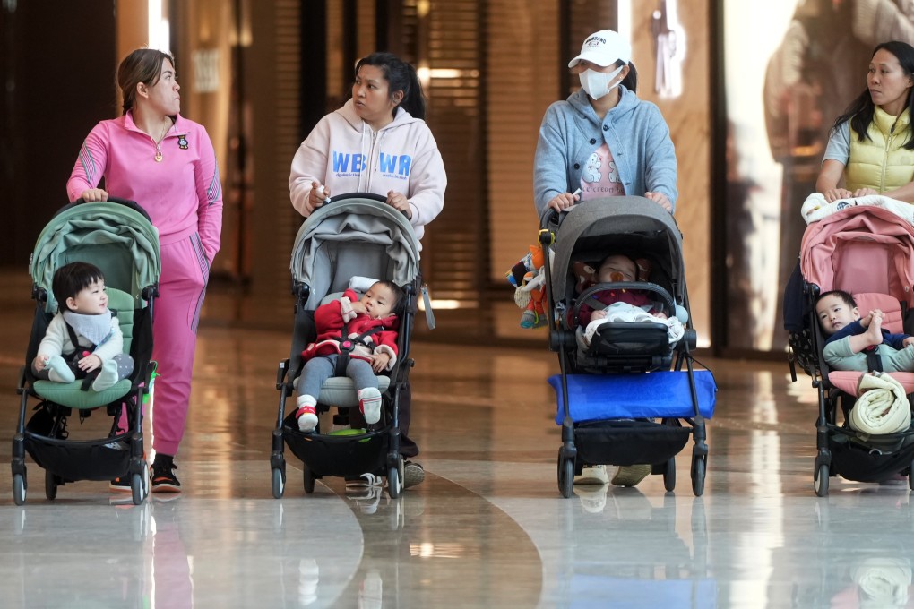 Women walk with babies in Elements, West Kowloon. Photo: Sam Tsang