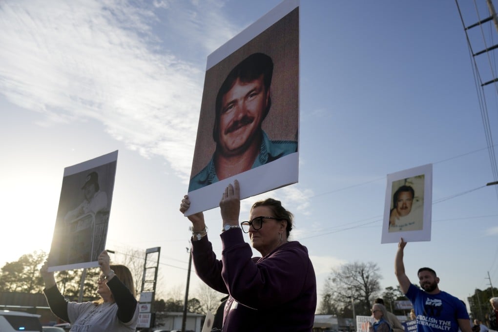 Demonstrators protest against the execution of South Carolina inmate Brad Sigmon in Columbia on Friday. Photo: AP