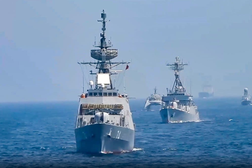 Warships pictured during last year’s exercise in the Gulf of Oman. Photo: AP